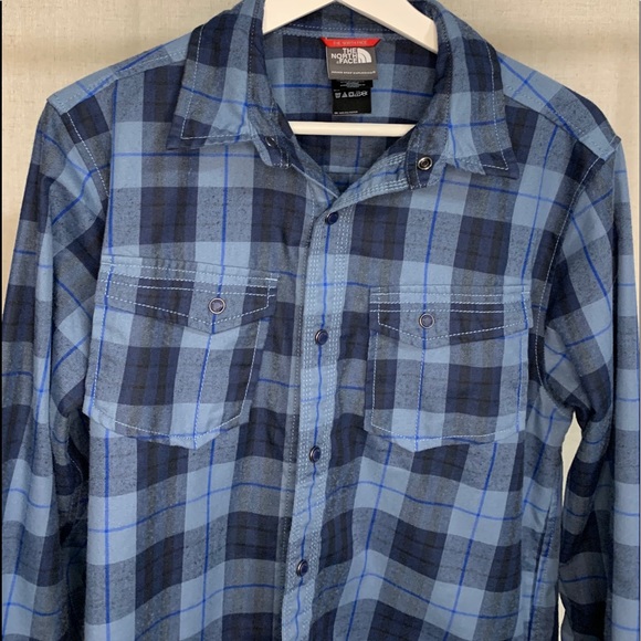 THE NORTH FACE Blue Plaid Button Down - Picture 2 of 7